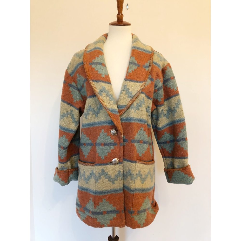 Vintage Circle T Wool Blend Western Aztec Jacket